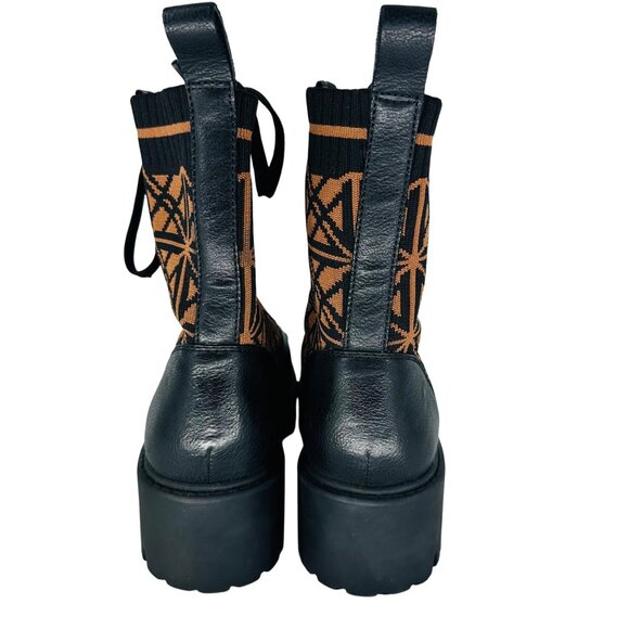 Antonio Melani Womens Black Brown Dempsey Leather Fabric Lace Up Combat Boots 6M - Picture 6 of 11